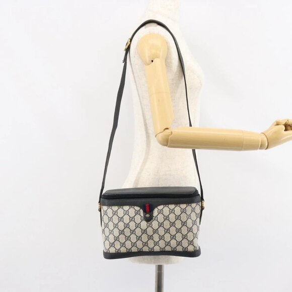 GUCCI GG Supreme Sherry Line Shoulder Bag PVC Navy Gold 904 02 069 Auth 148394 - Picture 14 of 16